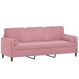 vidaXL Driezitsbank met sierkussens 180 cm fluweel roze