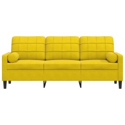 vidaXL Driezitsbank met sierkussens 180 cm fluweel geel