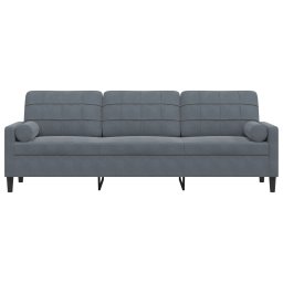 vidaXL 3-zitsbank met sierkussens 210 cm fluweel donkergrijs