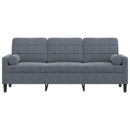 vidaXL Driezitsbank met sierkussens 180 cm fluweel donkergrijs