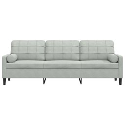 vidaXL 3-zitsbank met sierkussens 210 cm fluweel lichtgrijs