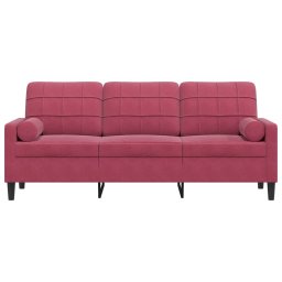 vidaXL Driezitsbank met sierkussens 180 cm stof wijnrood