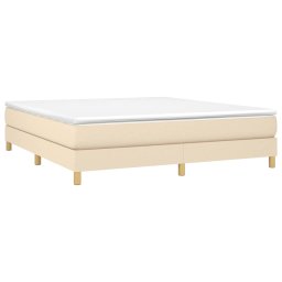 vidaXL Boxspring bed stof crèmekleurig 180x200 cm