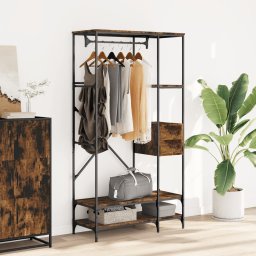 vidaXL Kledingrek met schappen bewerkt hout gerookt eikenkleurig
