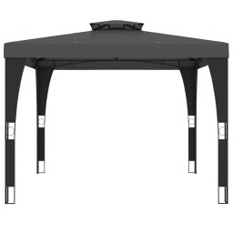 vidaXL Prieel met dubbel dak 2,98x2,98 m staal antracietkleurig
