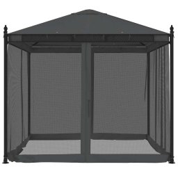 vidaXL Prieel met zijwanden van gaas 2,93x2,93m staal antracietkleurig