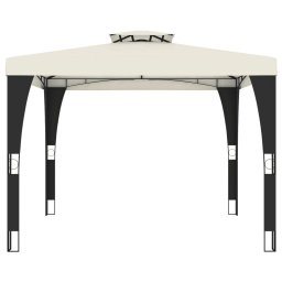 vidaXL Prieel met dubbel dak 2,98x2,98 m staal crèmekleurig