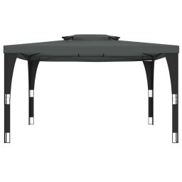 vidaXL Prieel met dubbel dak 3,98x2,98 m staal antracietkleurig