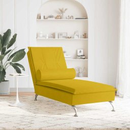 vidaXL Massage chaise longue met bolster fluweel geel