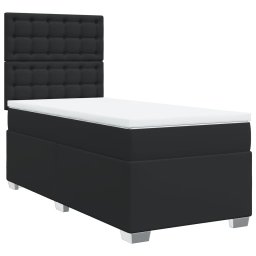 vidaXL Boxspring met matras kunstleer zwart 80x200 cm