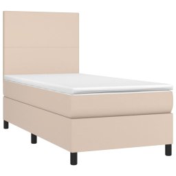 vidaXL Boxspring met matras en LED kunstleer cappuccinokleur 90x190 cm