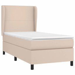 vidaXL Boxspring met matras kunstleer cappuccinokleurig 90x190 cm