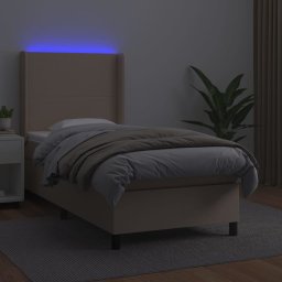 vidaXL Boxspring met matras en LED kunstleer cappuccinokleur 90x190 cm