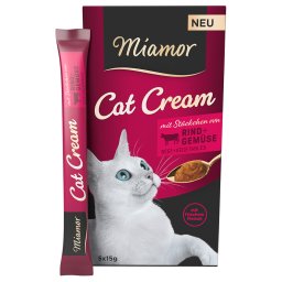 5x15g Miamor Cat Cream Rind + Gemüse Katzensnacks