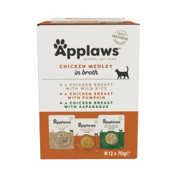 12x70g Kip Mix (3 soorten) Applaws natvoer voor katten