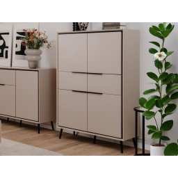 Hoge commode ANOLARO 4 deuren zand
