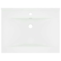 vidaXL Wastafel met kraangat 60x46 cm keramiek matwit