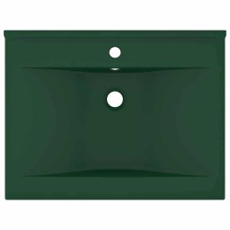 vidaXL Wastafel met kraangat 60x46 cm keramiek mat donkergroen