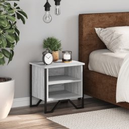 vidaXL Nachtkastje 40x30x40 cm bewerkt hout grijs sonoma eikenkleurig