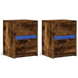 vidaXL Nachtkastjes met LED 2 st bewerkt hout gerookt eikenkleurig