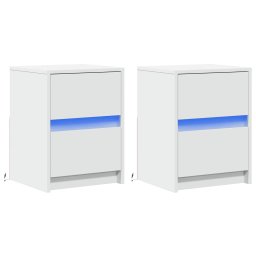 vidaXL Nachtkastjes met LED-verlichting 2 st bewerkt hout wit