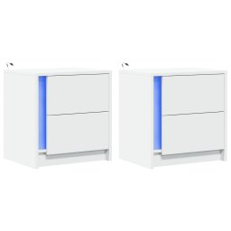 vidaXL Nachtkastjes met LED-verlichting 2 st bewerkt hout wit