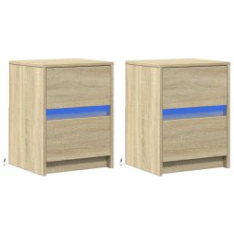 vidaXL Nachtkastjes met LED-verlichting 2 st bewerkt hout sonoma eiken