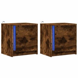 vidaXL Nachtkastjes met LED 2 st bewerkt hout gerookt eikenkleurig