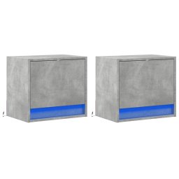 vidaXL Nachtkastjes met LED's 2 st wandgemonteerd betongrijs