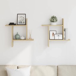 vidaXL Wandschappen 2 st 50x12x50 cm bewerkt hout sonoma eikenkleurig