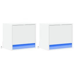 vidaXL Nachtkastjes met LED's 2 st wandgemonteerd wit