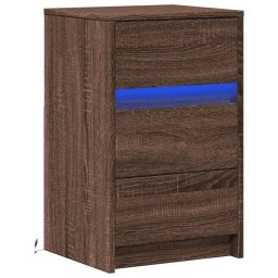 vidaXL Nachtkastje met LED-verlichting bewerkt hout bruin eikenkleur