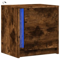 vidaXL nachtkastje met LED-verlichting bewerkt hout gerookt eikenkleur
