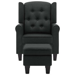 vidaXL Fauteuil met voetenbankje stof donkergrijs