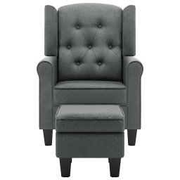 vidaXL Fauteuil met voetenbankje stof lichtgrijs