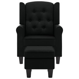 vidaXL Fauteuil met voetenbankje stof zwart
