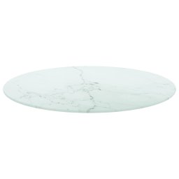 vidaXL Tafelblad Ø60x0,8 cm gehard glas met marmeren design wit