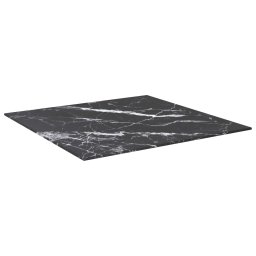 vidaXL Tafelblad 60x60 cm 6 mm gehard glas met marmeren design zwart