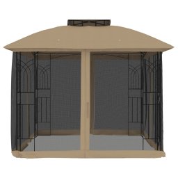 vidaXL Prieel zijwanden van gaas en dubbel dak 2,94x2,94 m staal taupe
