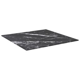 vidaXL Tafelblad 50x50 cm 6 mm gehard glas met marmeren design zwart