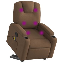 vidaXL Sta-op-massagestoel elektrisch verstelbaar stof bruin