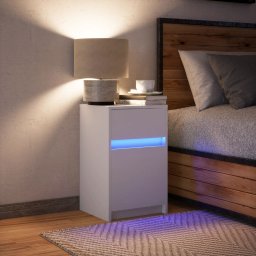 vidaXL Nachtkastje met LED-verlichting bewerkt hout wit