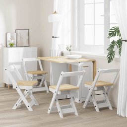 vidaXL Klapstoelen 4 stuks "Corona" Wit Massief Grenenhout