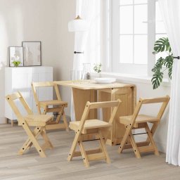 vidaXL Klapstoelen 4 stuks "Corona" Waxbruin Massief Grenenhout