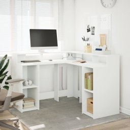 vidaXL Bureau met LED-verlichting 130x130x91 cm bewerkt hout wit