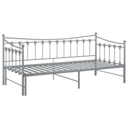 vidaXL Slaapbank uittrekbaar metaal grijs 90x200 cm