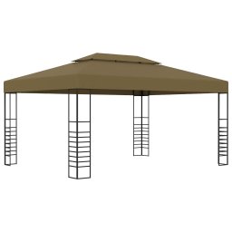 vidaXL Prieel met LED-lichtslinger 3x4 m taupe