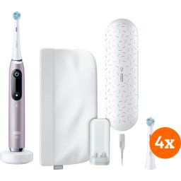 Oral-B iO 9n Rozenkwarts + iO Ultimate Clean opzetborstels (4 stuks)