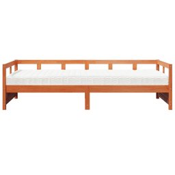 vidaXL Slaapbank met matras 80x200 cm massief grenenhout wasbruin