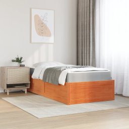 vidaXL Bed met matras massief grenenhout wasbruin 100x200 cm